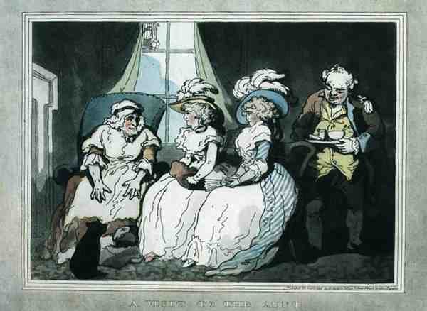 "Ett besök hos tanten", aquatinted av Francis Jukes (1747-1812), pub. av E. Jackson av Thomas Rowlandson