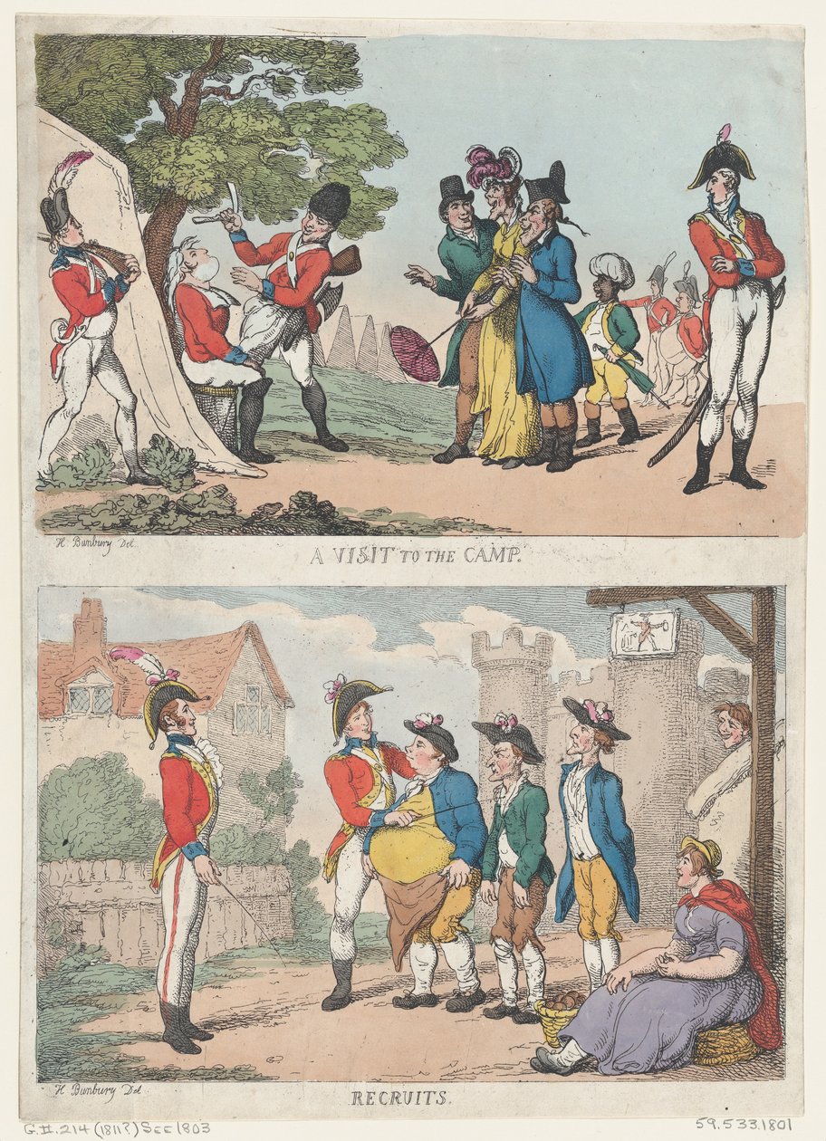 Ett besök i lägret och rekryter, 1811, 1811. av Thomas Rowlandson