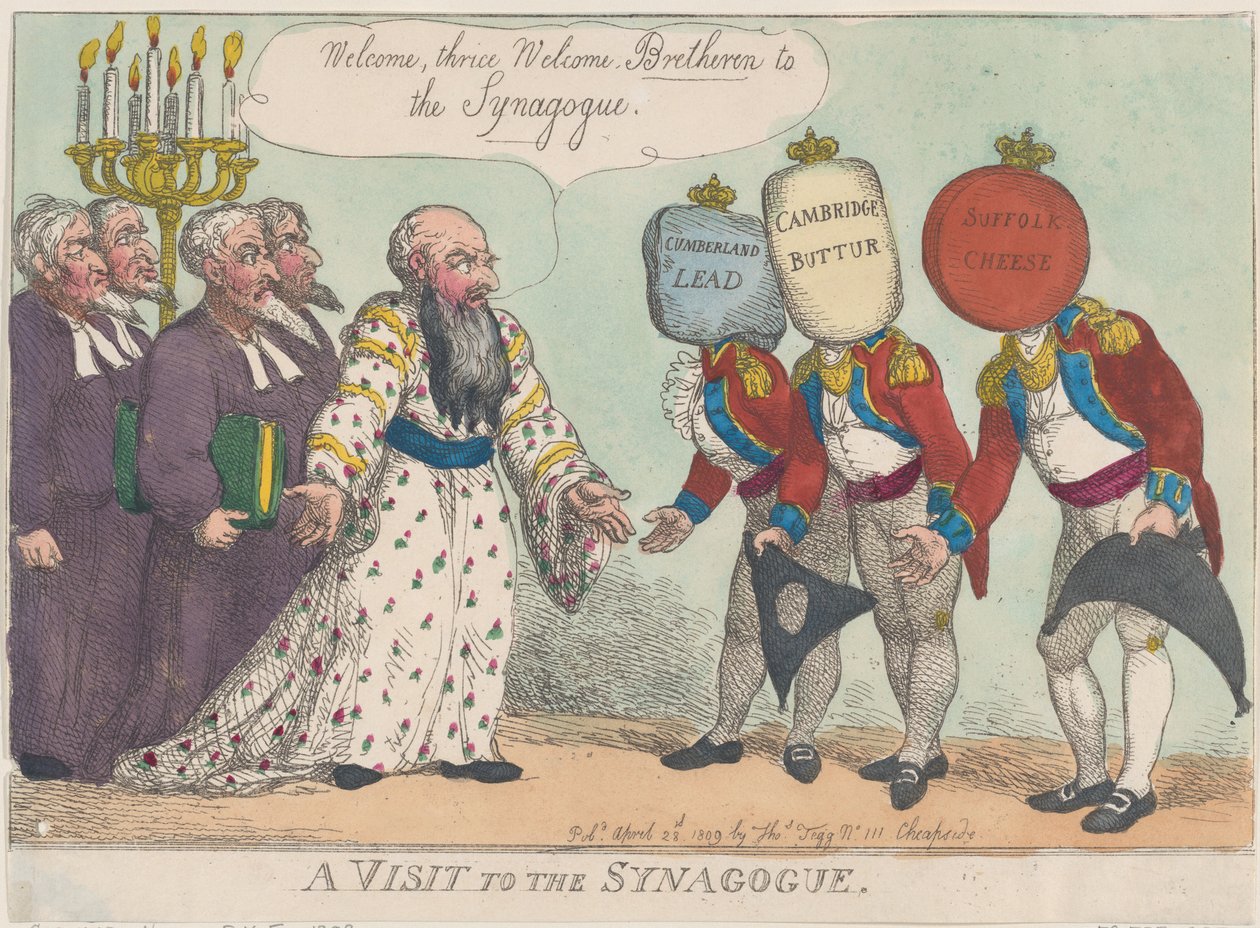 Ett besök i synagogan, 28 april 1809., 28 april 1809. av Thomas Rowlandson
