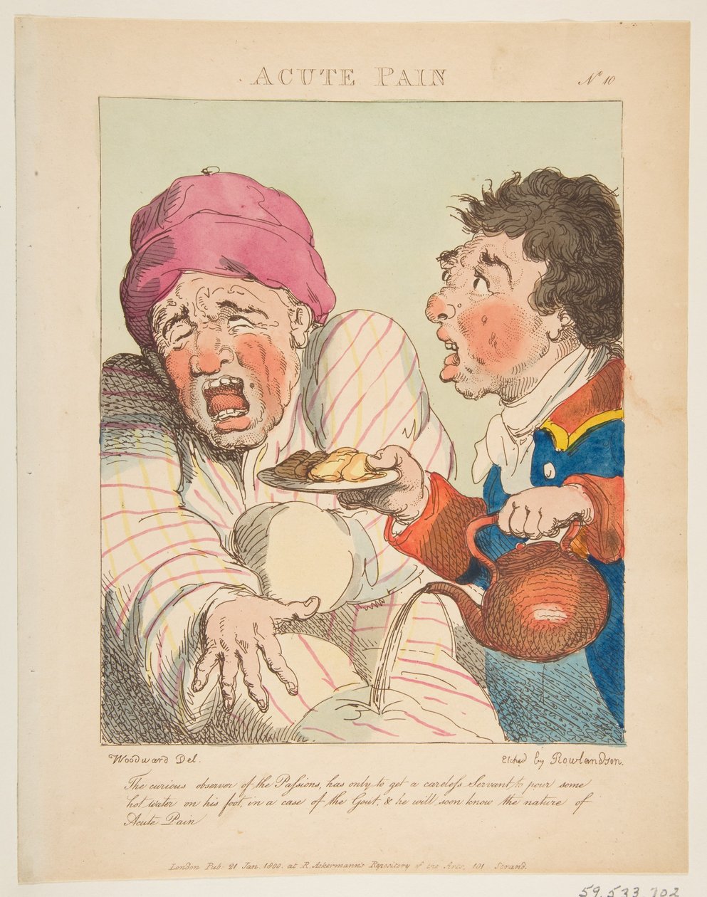 Acute Pain Le Brun Travested, eller Caricatures of the Passions, 21 januari 1800. av Thomas Rowlandson