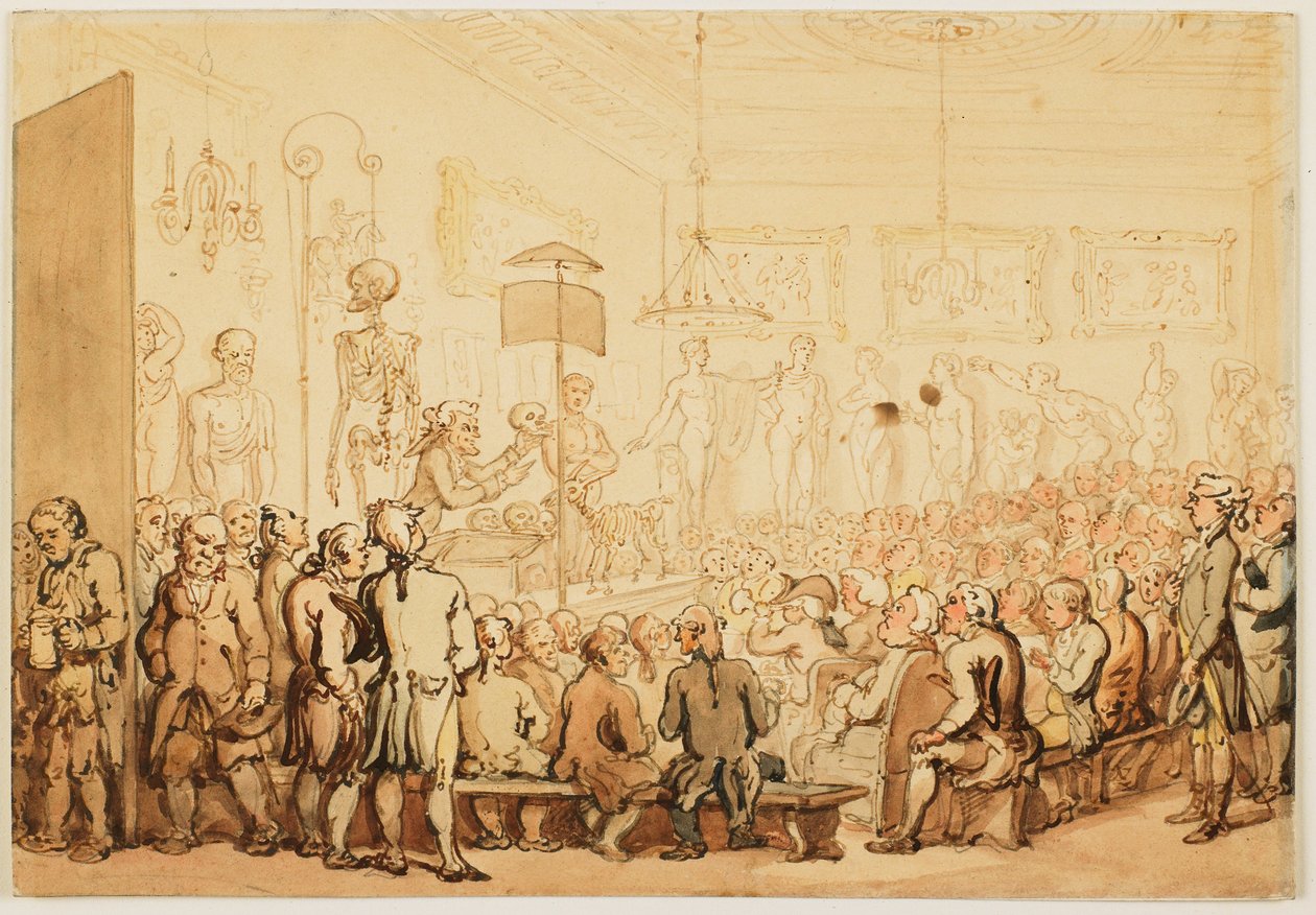 En föreläsning om anatomi vid Kungliga Konstakademien av Thomas Rowlandson