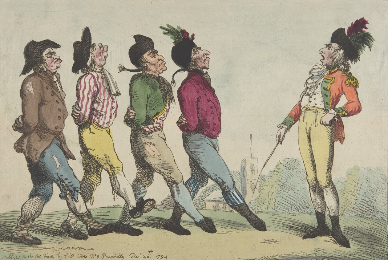 En tidig lektion om marsch, 24 december 1794, 24 december 1794. av Thomas Rowlandson