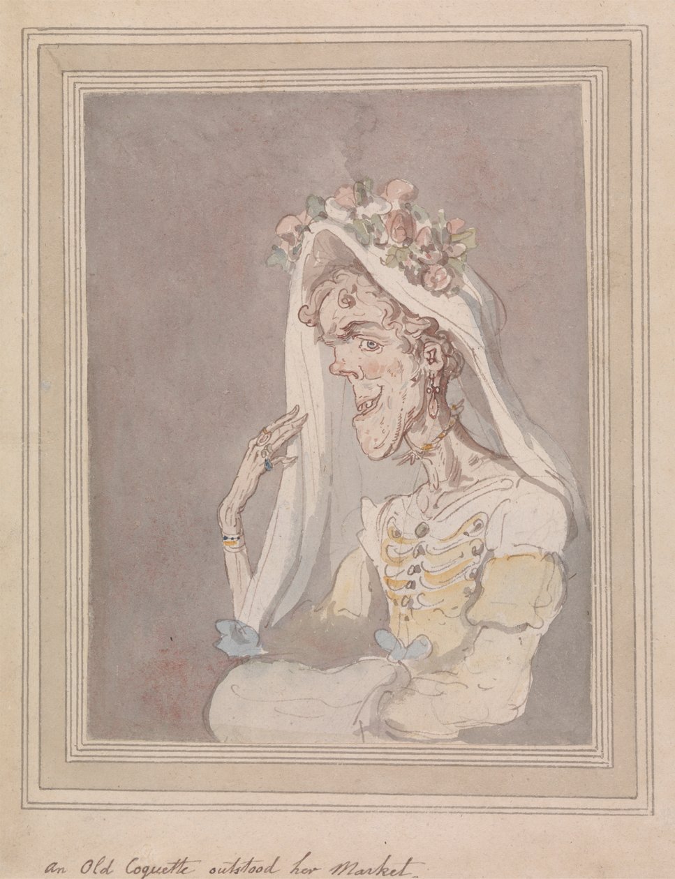 En gammal kokett överträffade hennes marknad av Thomas Rowlandson