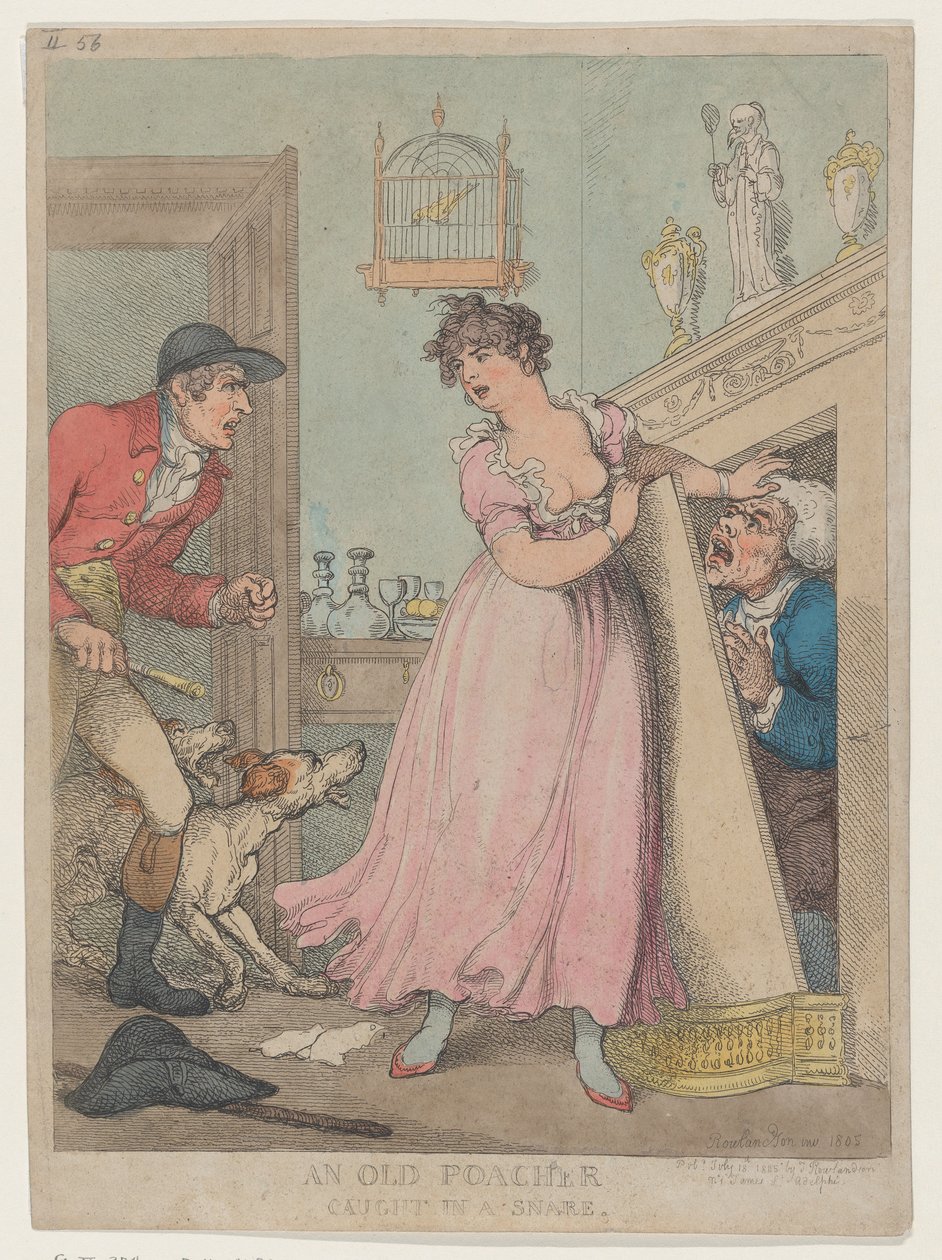 En gammal tjuvskytt fångad i en snara, 18 juli 1805., 18 juli 1805. av Thomas Rowlandson