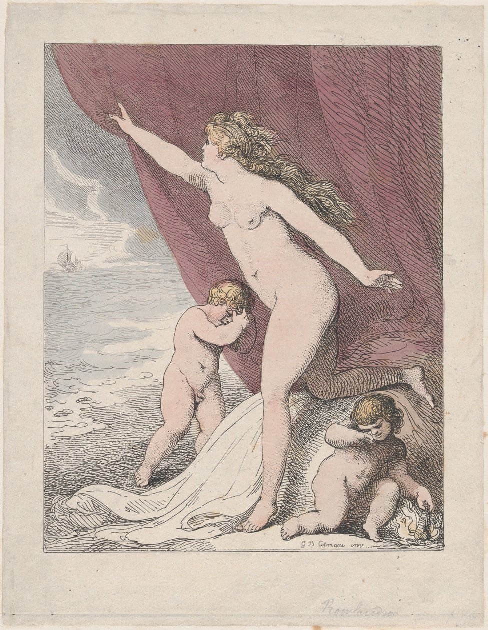 Ariadne övergiven av Theseus, 1790-99., 1790-99. av Thomas Rowlandson