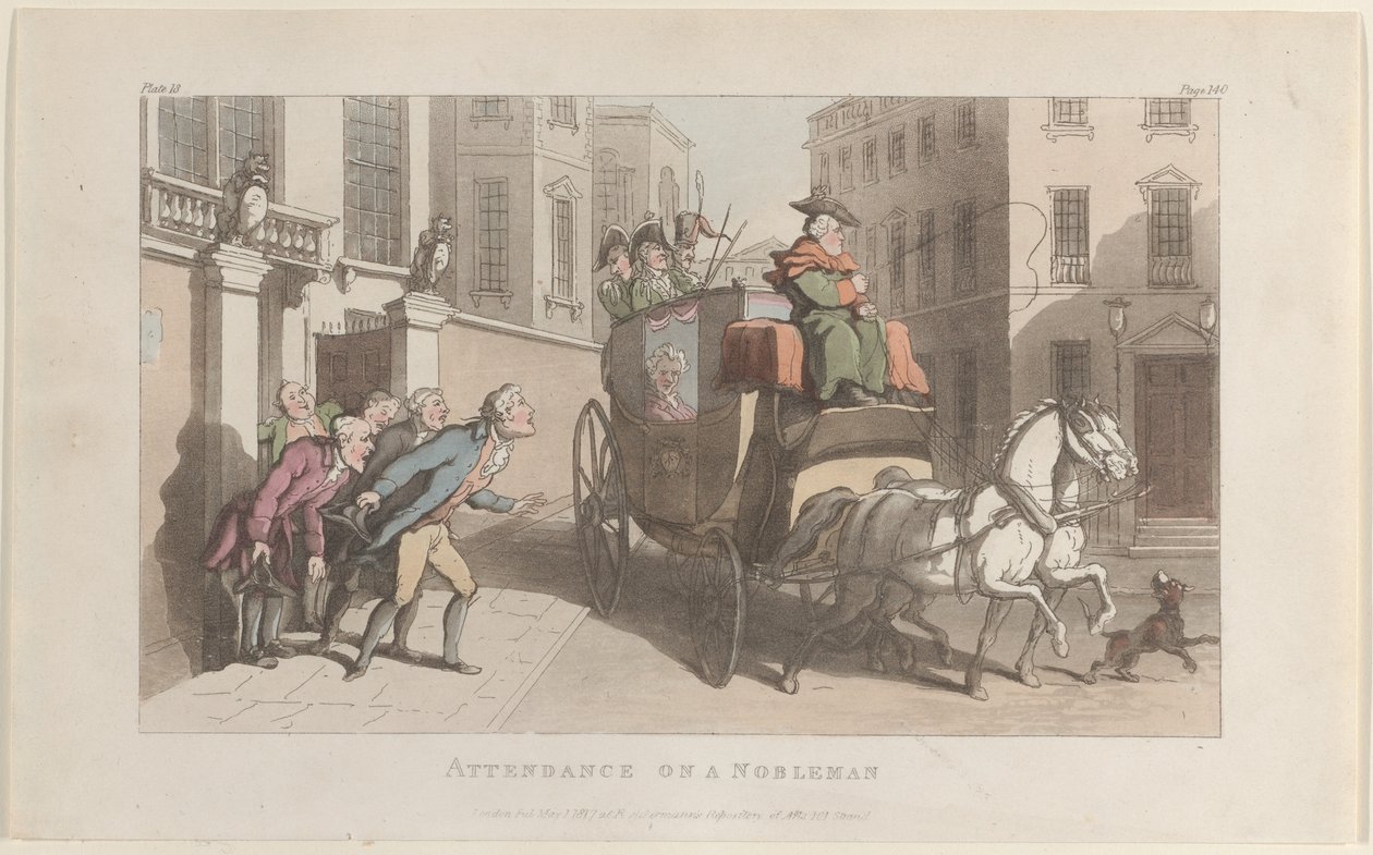 Närvaro på en adelsman, från The Vicar of Wakefield, 1 maj 1817., 1 maj 1817. av Thomas Rowlandson