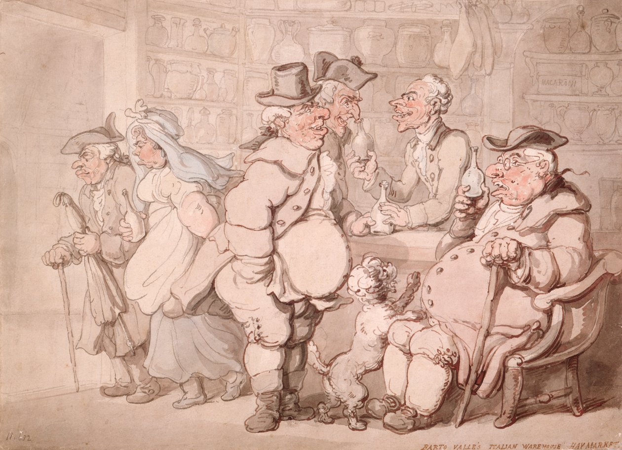 Barto Valles italienska lager, Haymarket, London av Thomas Rowlandson