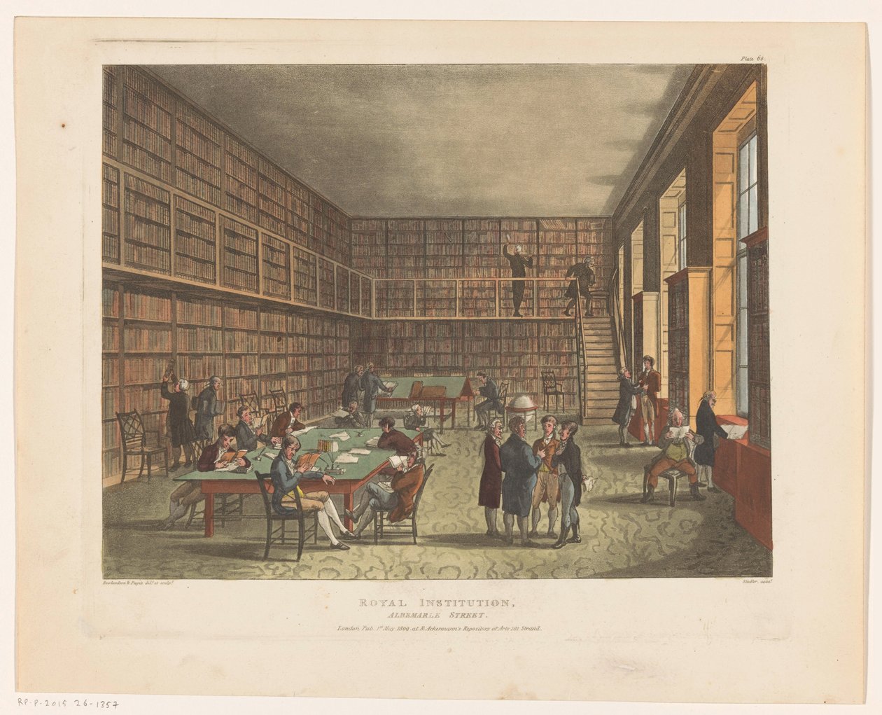 Library of the Royal Institution i London Royal Institution, Albemarle Street (titel på objektet) av Thomas Rowlandson
