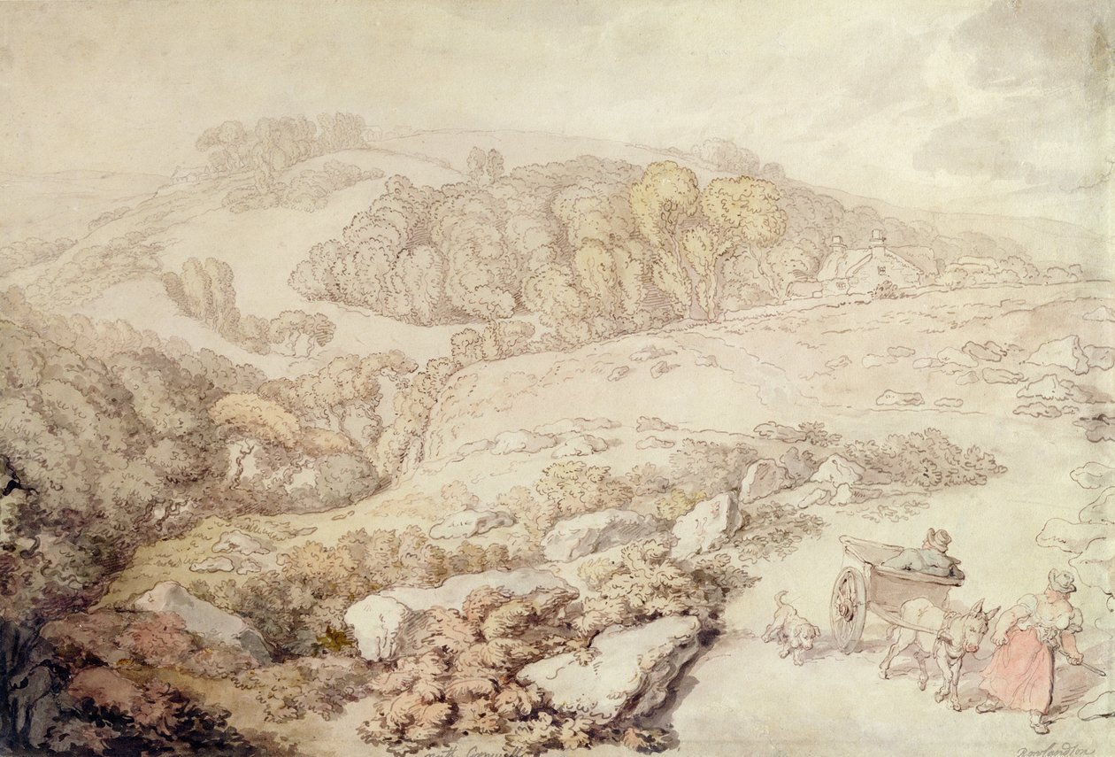 Bodmin Moor, North Cornwall, ca 1825 (penna & bläck och akvarell på papper) av Thomas Rowlandson