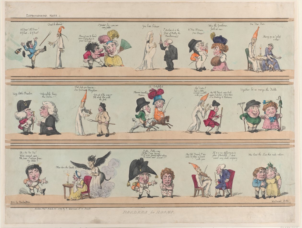 Borders for Rooms, Extravaganzas Plate 1, 28 mars 1799., 28 mars 1799. av Thomas Rowlandson