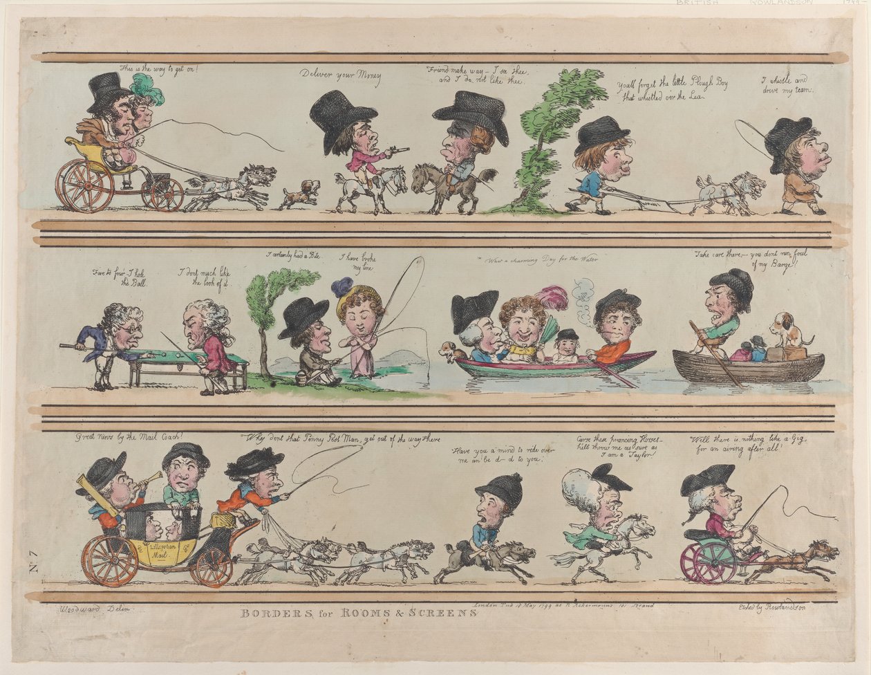 Borders for Rooms & Screens, skylt 7, 10 maj 1799, 10 maj 1799. av Thomas Rowlandson
