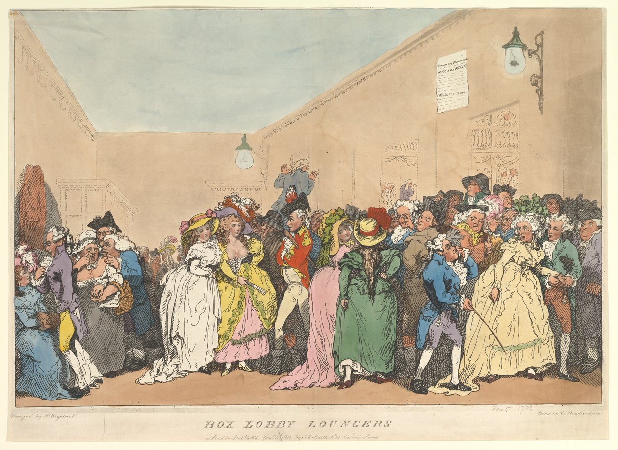 Box Lobby Loungers, 5 januari 1811. av Thomas Rowlandson