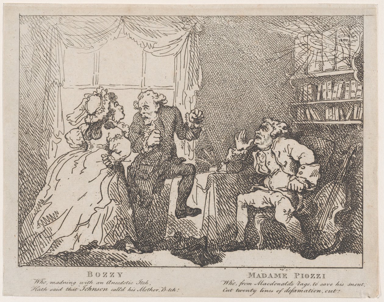 Bozzy och Madame Piozzi Frontispice, Bozzy och Piozzi av Peter Pindar, 1780-86., 1780-86. av Thomas Rowlandson