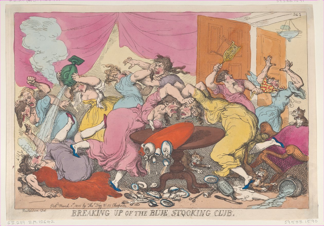 Upplösning av Blue Stocking Club, 1 mars 1815., 1 mars 1815. av Thomas Rowlandson
