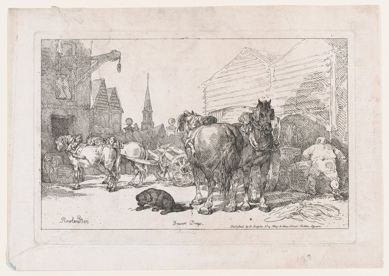 Brewers Drays, från A New Book of Horses and Carriages, 1784., 1784. av Thomas Rowlandson