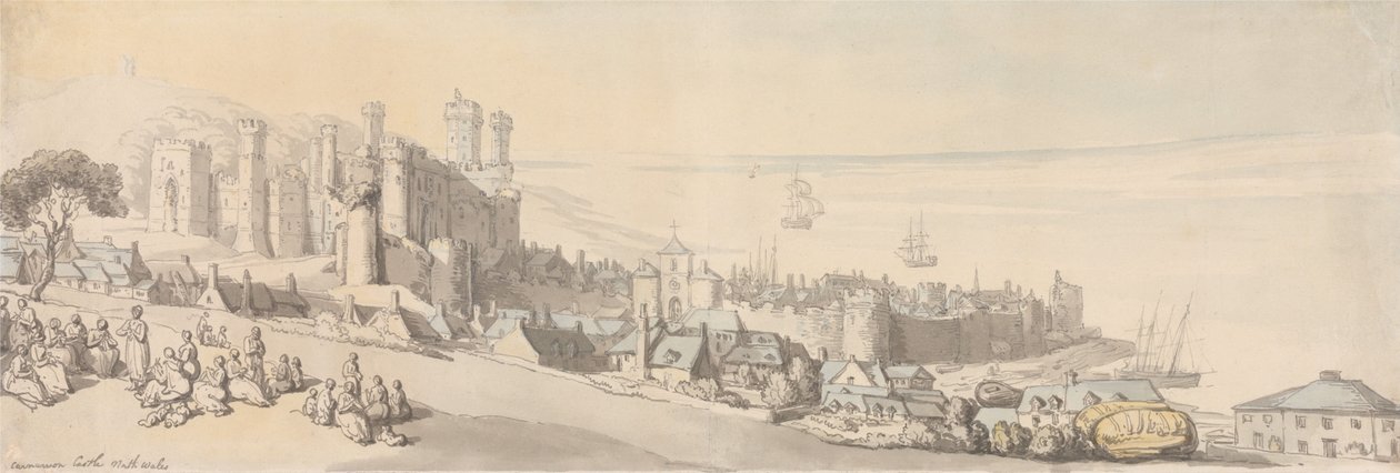 Carnarvon Castle, norra Wales av Thomas Rowlandson