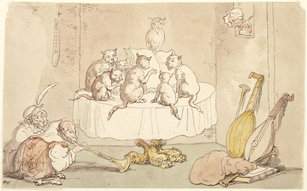 Katter och apor av Thomas Rowlandson