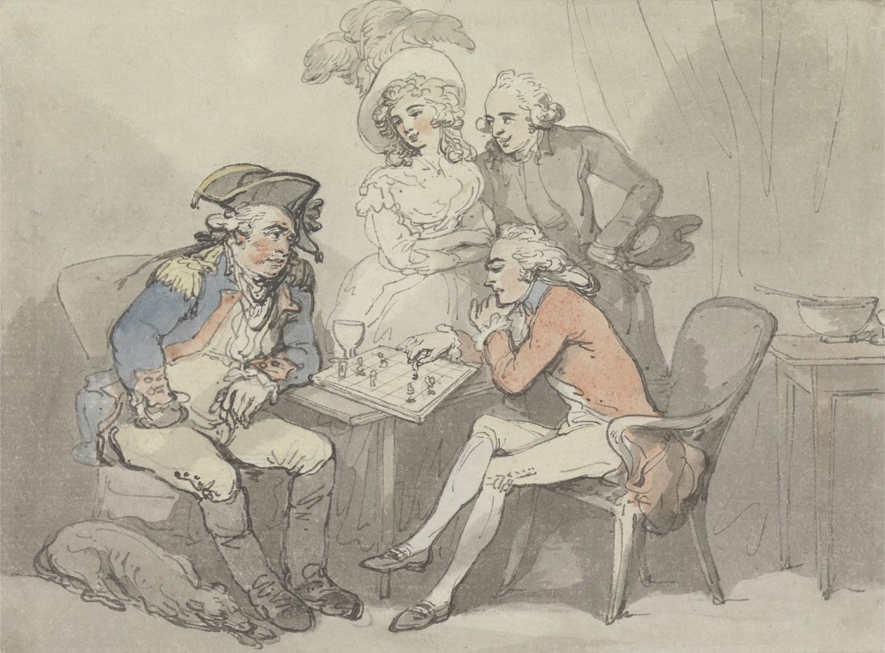 Schackmatt, ca 1790 (akvarell och tusch över grafit på papper) av Thomas Rowlandson