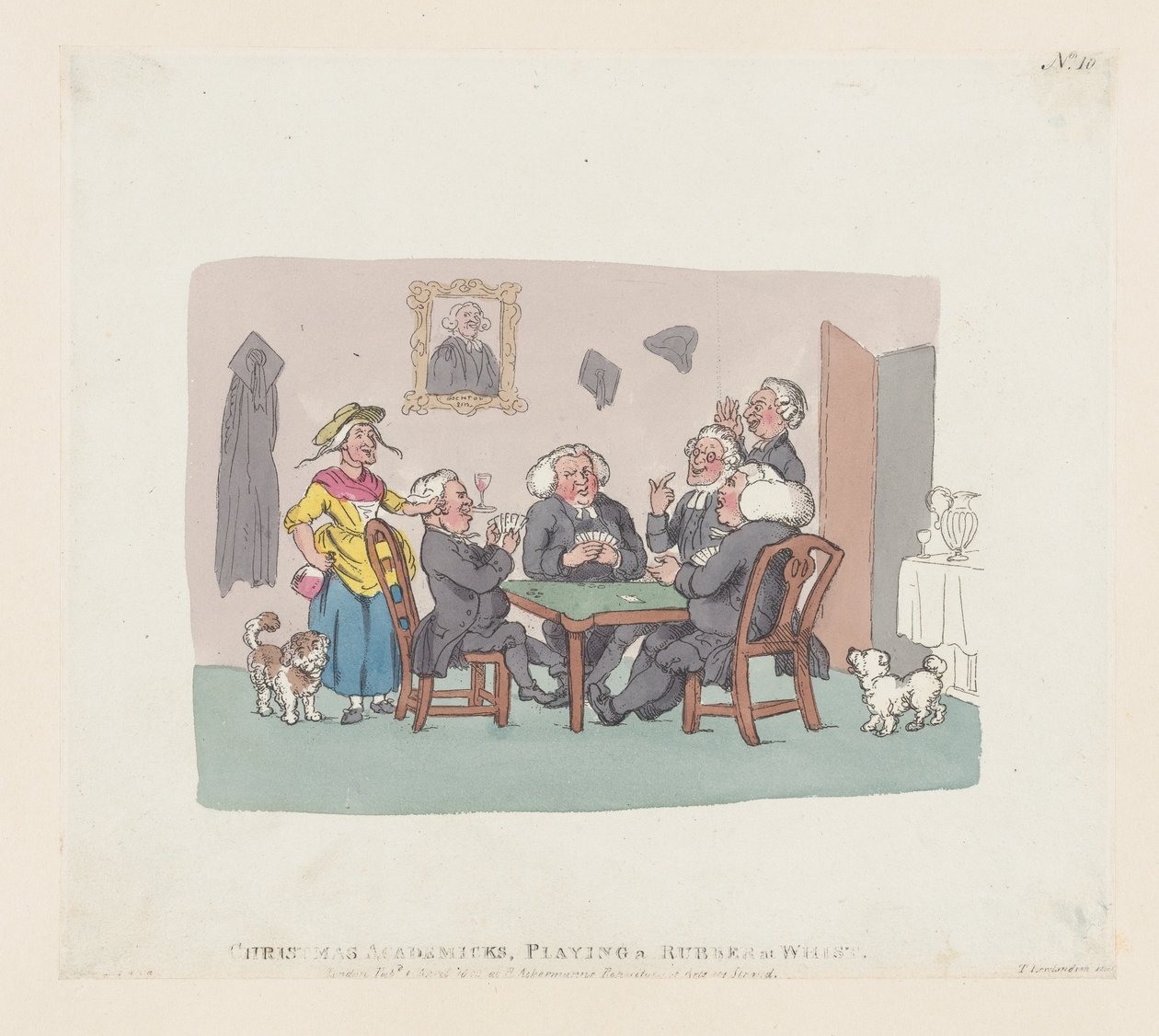 Christmas Academics Playing a Rubber at Whist, 1 april 1803., 1 april 1803. av Thomas Rowlandson