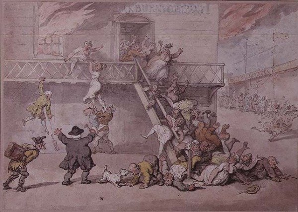 Cockburns teater i brand av Thomas Rowlandson