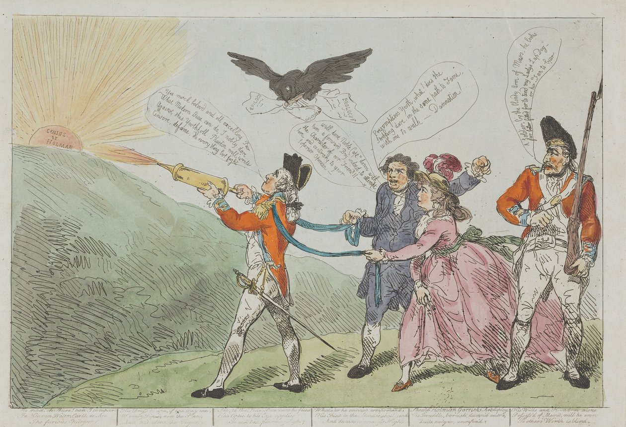 Överste Topham försöker med sin vattenpistol släcka Holmans geni av Thomas Rowlandson