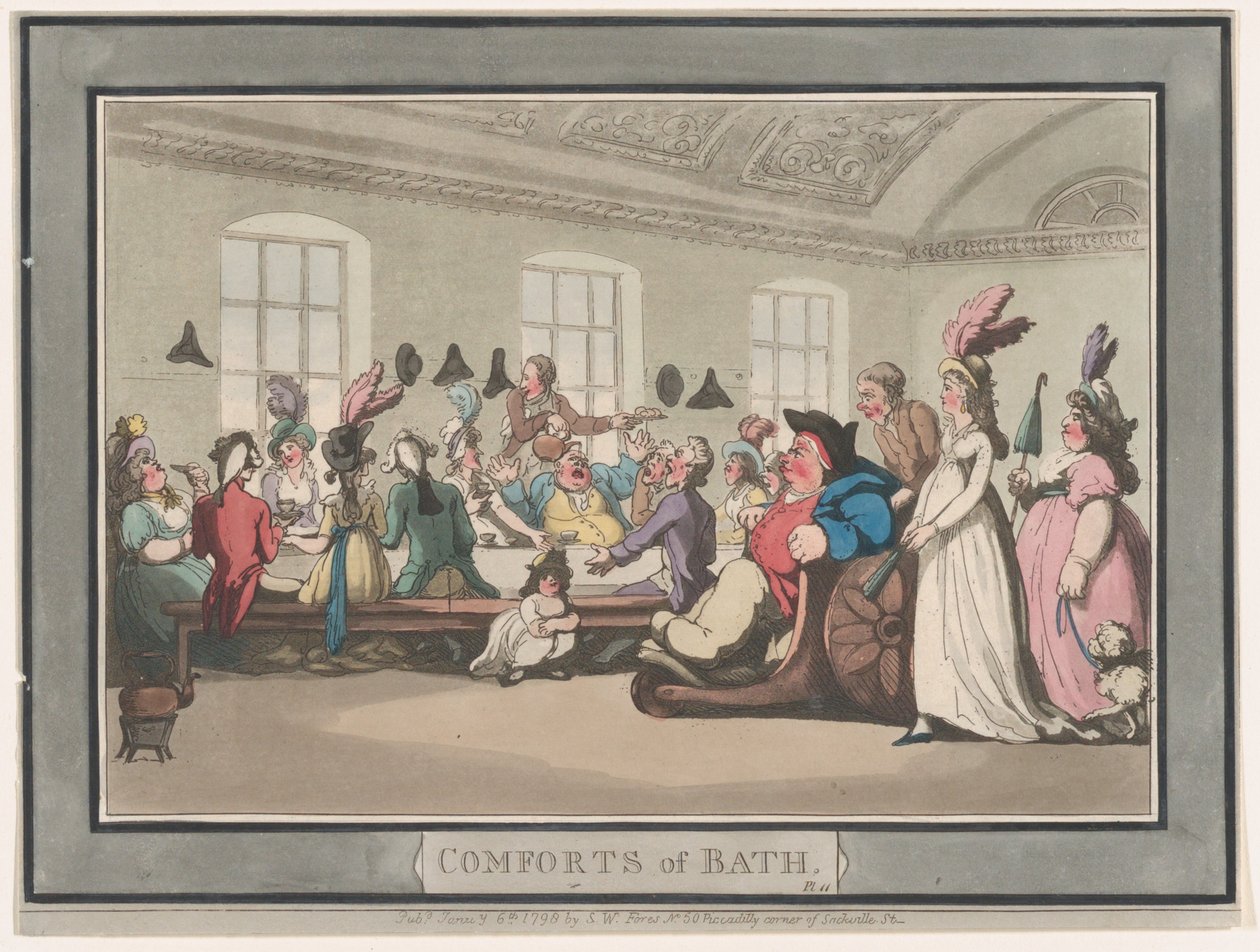 Comforts of Bath, tavla 11, 6 januari 1798., 6 januari 1798. av Thomas Rowlandson