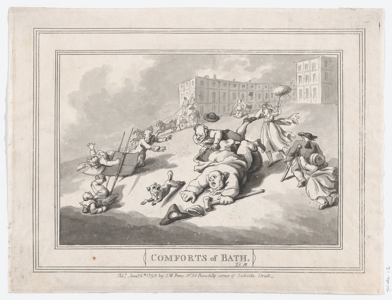 Comforts of Bath, tavla 12, 6 januari 1798., 6 januari 1798. av Thomas Rowlandson