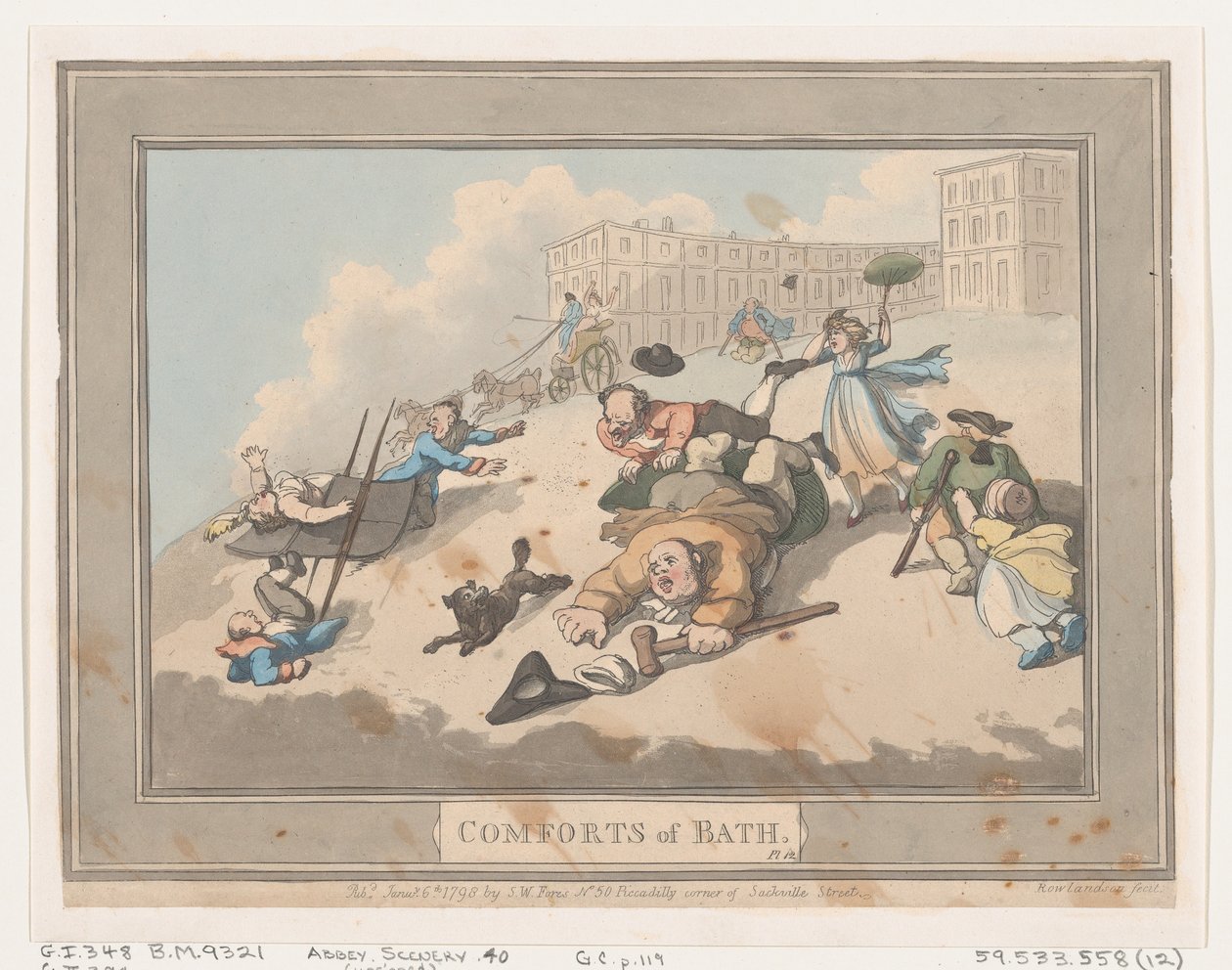 Comforts of Bath, tavla 12, 6 januari 1798., 6 januari 1798. av Thomas Rowlandson