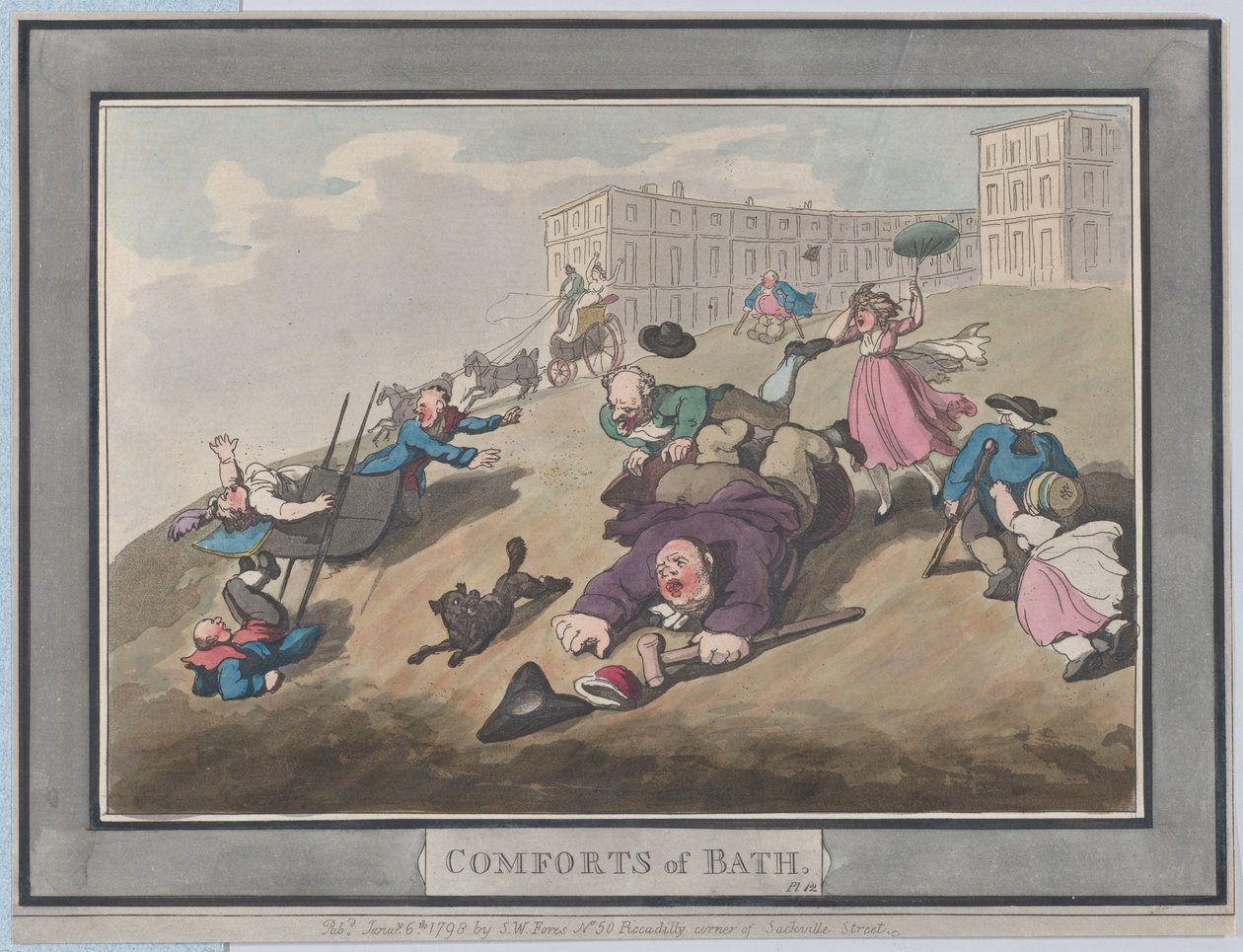 Comforts of Bath, tavla 12, 6 januari 1798., 6 januari 1798. av Thomas Rowlandson