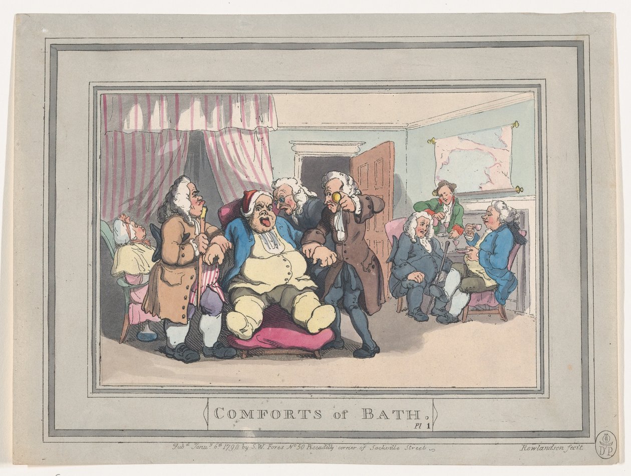 Comforts of Bath, tavla 1, 6 januari 1798., 6 januari 1798. av Thomas Rowlandson