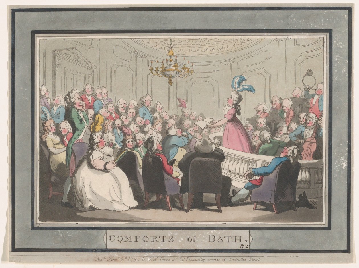 Comforts of Bath, tavla 2, 6 januari 1798., 6 januari 1798. av Thomas Rowlandson