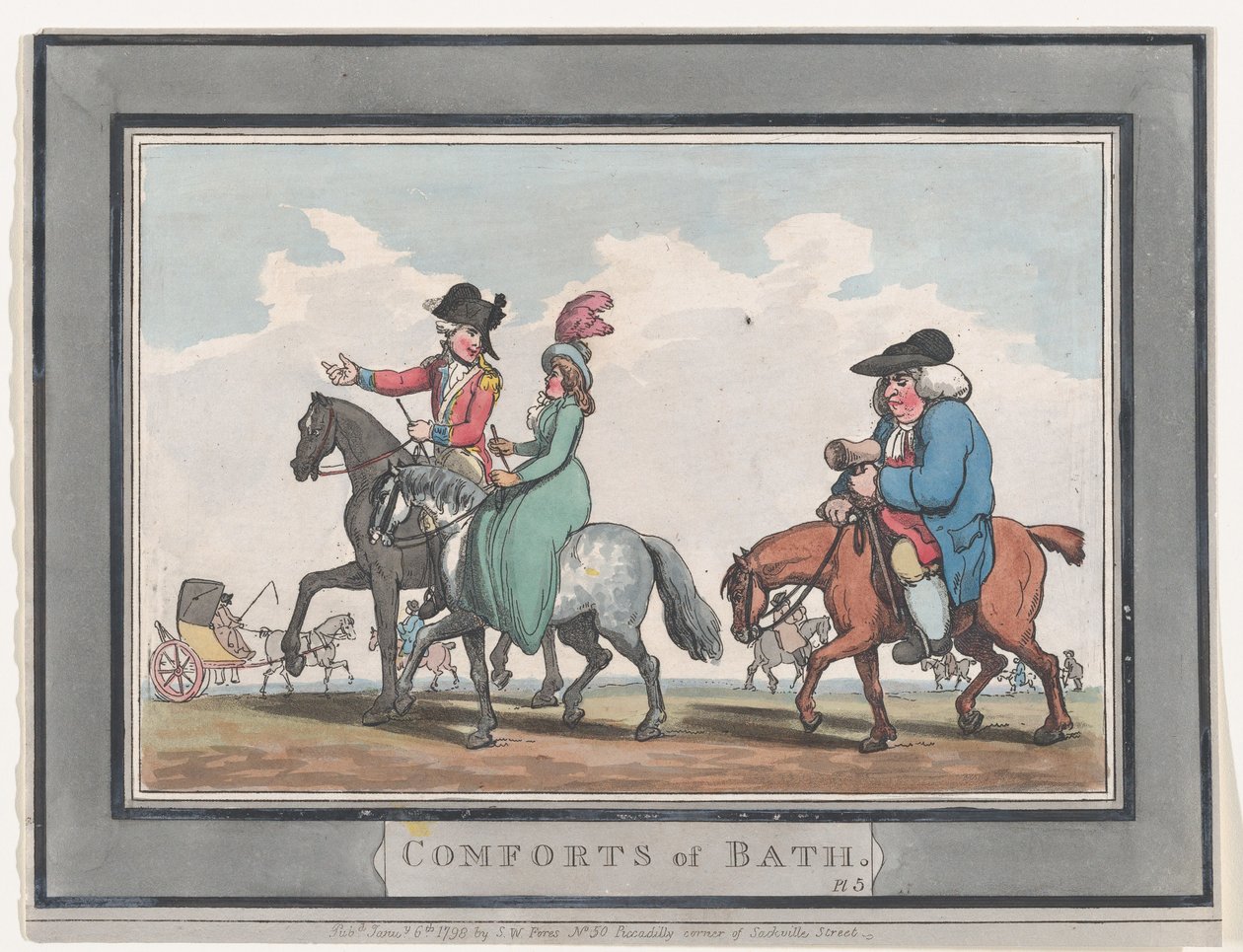 Comforts of Bath, tavla 5, 6 januari 1798., 6 januari 1798. av Thomas Rowlandson