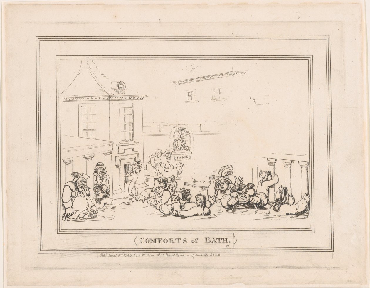 Comforts of Bath, tavla 7, 6 januari 1798., 6 januari 1798. av Thomas Rowlandson