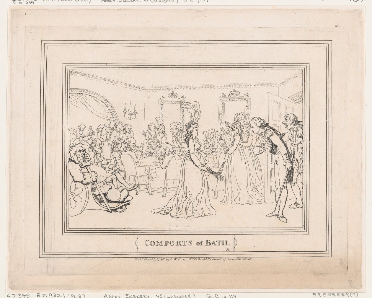 Comforts of Bath, tavla 8, 6 januari 1798., 6 januari 1798. av Thomas Rowlandson