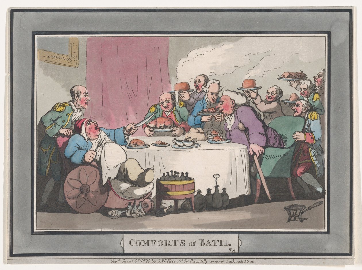 Comforts of Bath, tavla 9, 6 januari 1798., 6 januari 1798. av Thomas Rowlandson