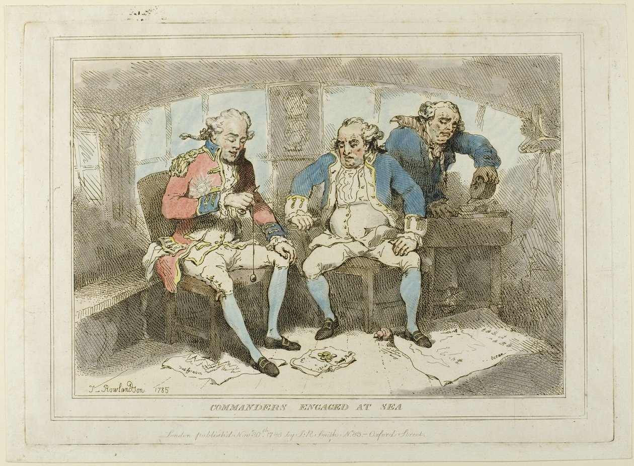 Befälhavare engagerade till sjöss av Thomas Rowlandson