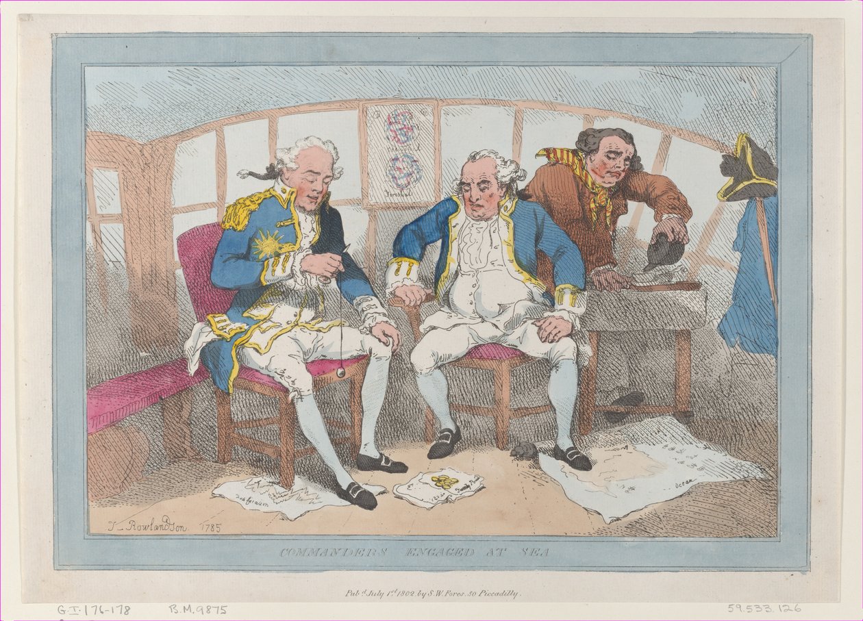 Commanders Engaged at Sea, [1785], återutgiven 1 juli 1802., [1785], återutgiven 1 juli 1802. av Thomas Rowlandson