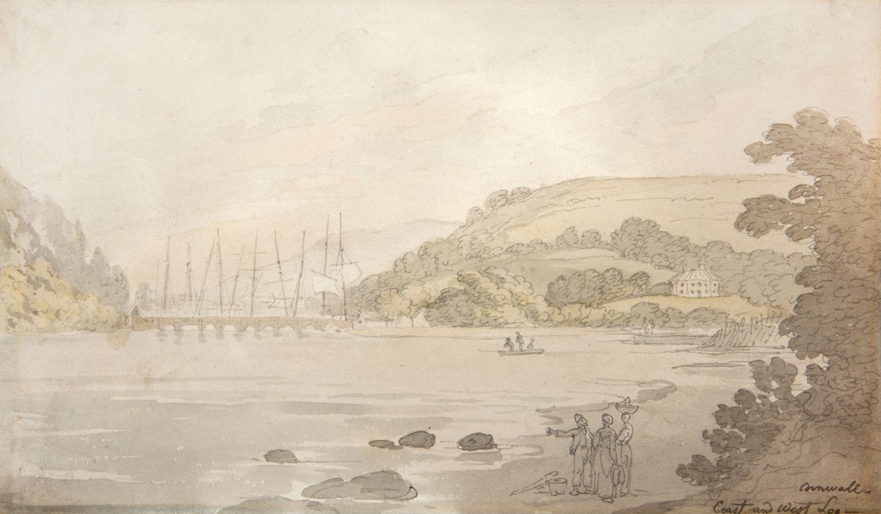 Cornwall, East and West Looe (akvarell) av Thomas Rowlandson