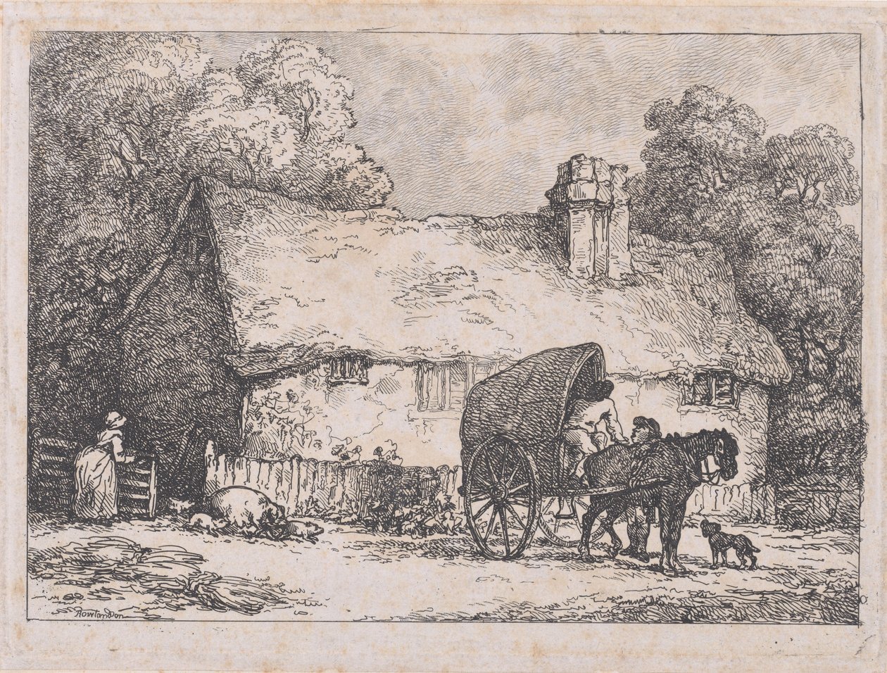 Stuga med vagn och grisar av Thomas Rowlandson