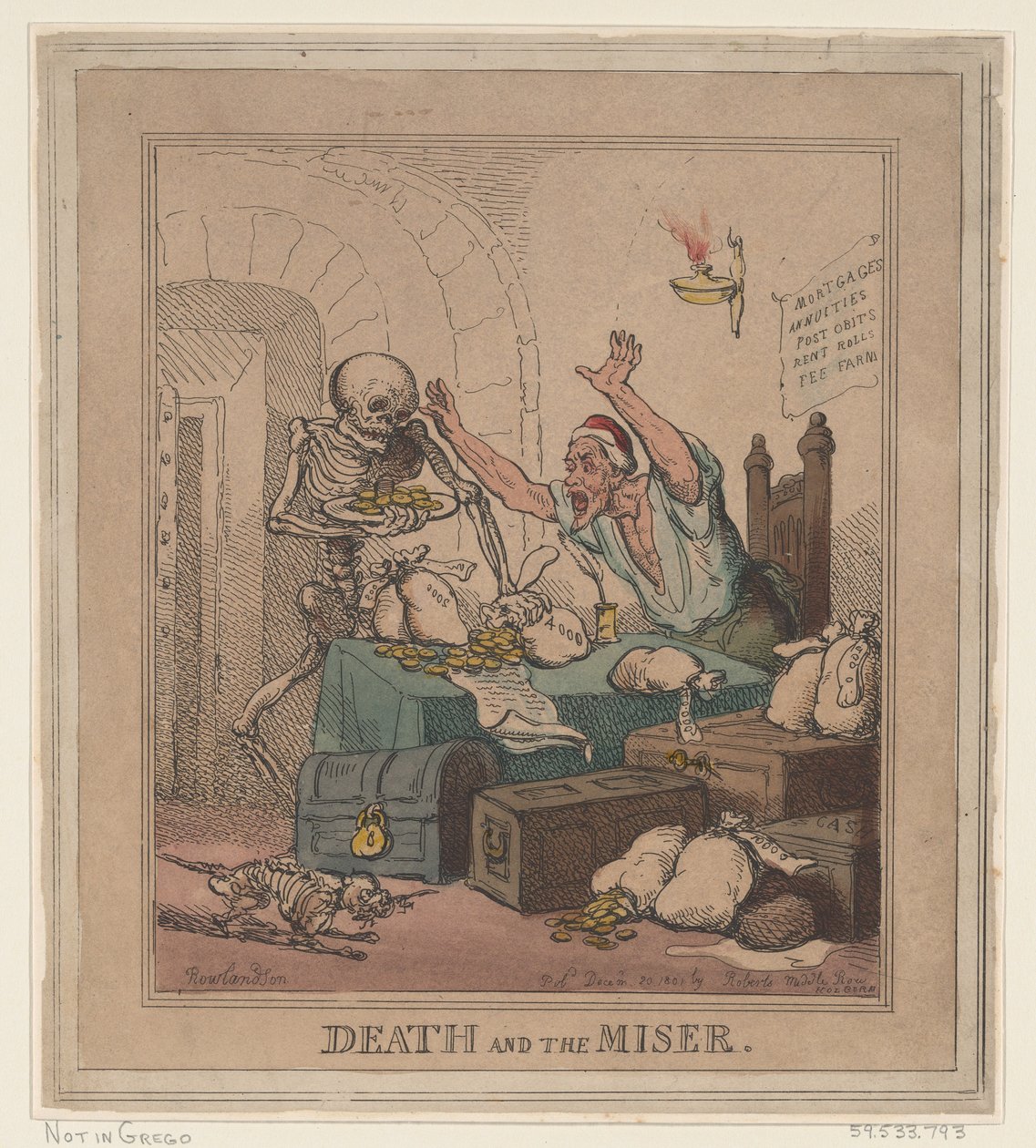 Death and the Miser, 20 december 1801, 20 december 1801. av Thomas Rowlandson