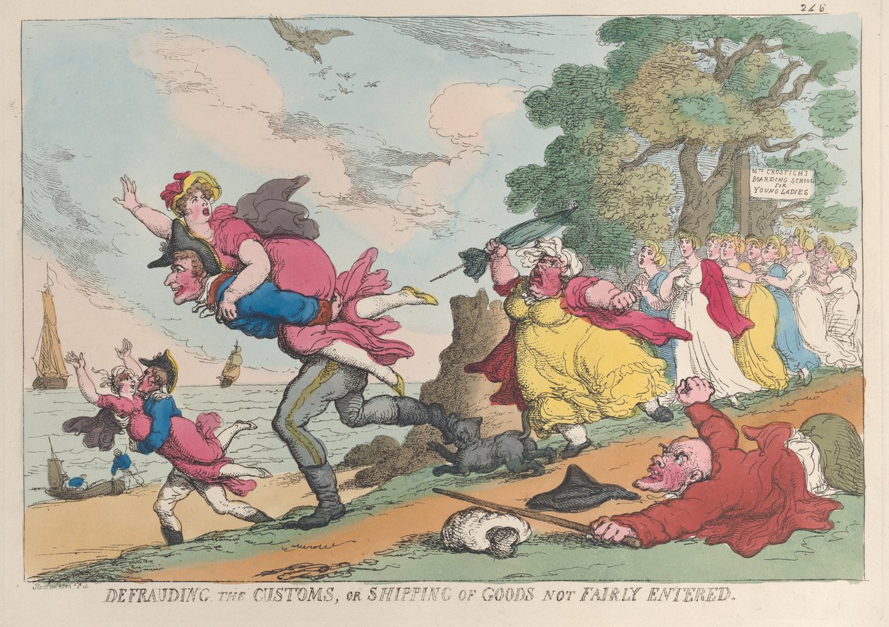 Att bedrägera tullen eller skicka varorna som inte är rättvist införda, 1 mars 1815., 1 mars 1815. av Thomas Rowlandson