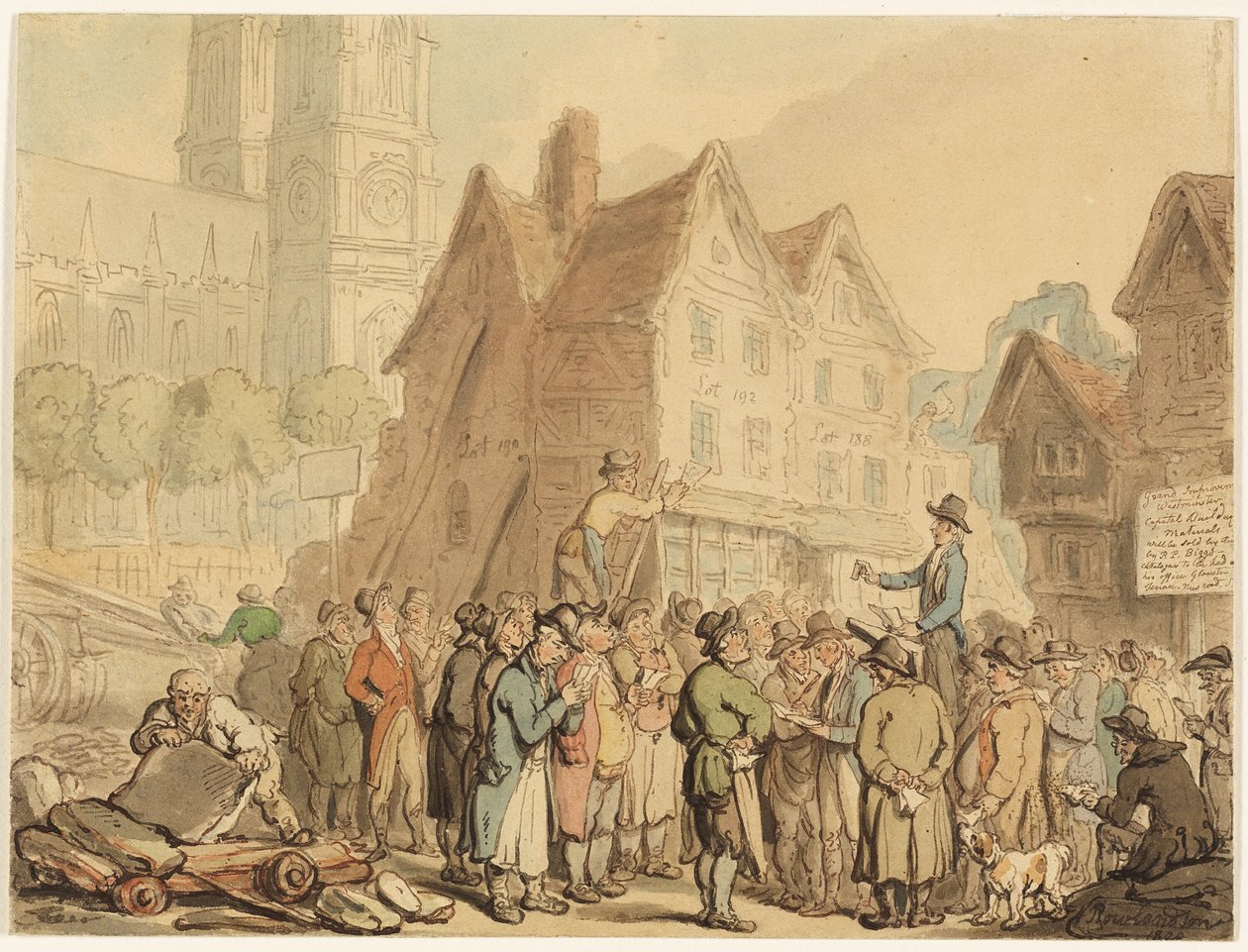 Rivning av gamla hus norr om Westminster Abbey av Thomas Rowlandson