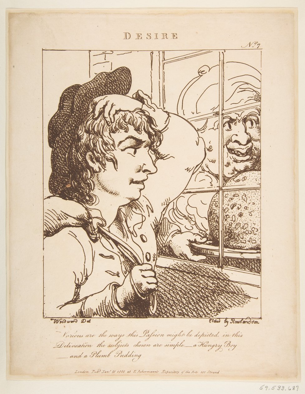 Desire Le Brun Travested, eller Caricatures of the Passions, 20 januari 1800. av Thomas Rowlandson