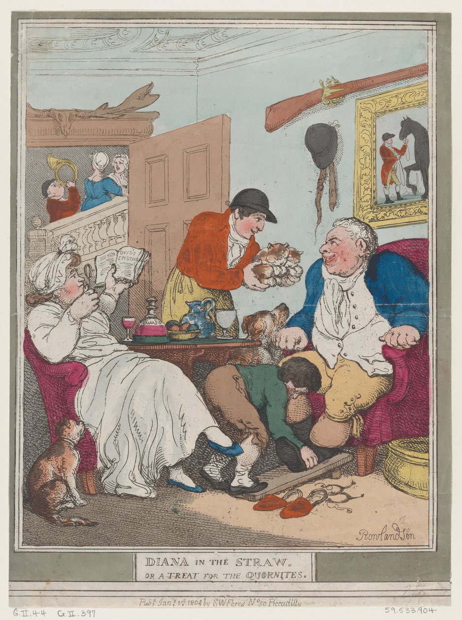 Diana in the Straw, or A Treat for Quornites, 1 januari 1804., 1 januari 1804. av Thomas Rowlandson