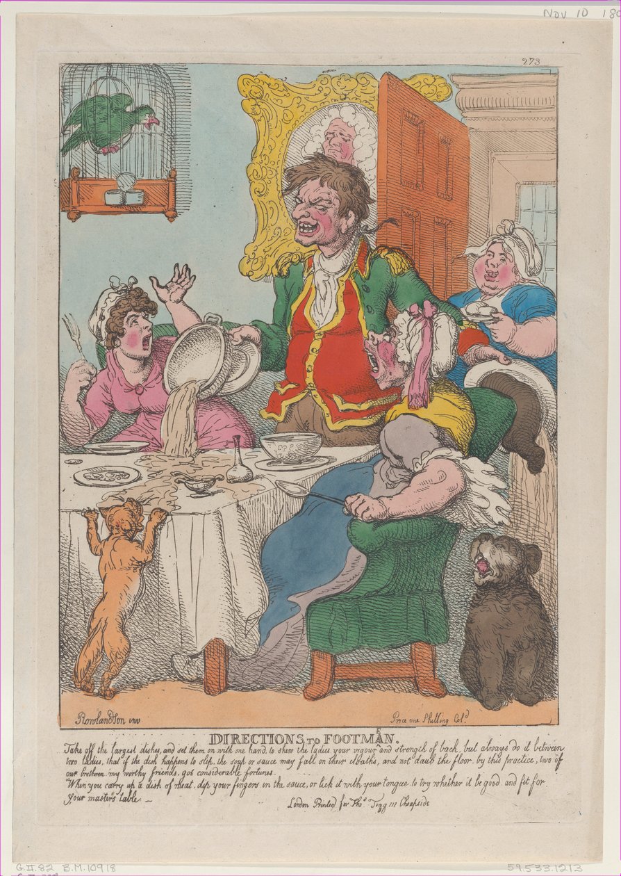 Vägbeskrivning till Footmen, 10 november 1807., 10 november 1807. av Thomas Rowlandson