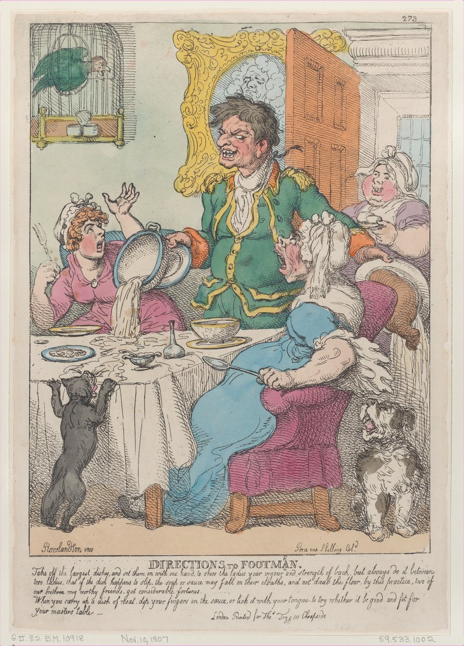 Vägbeskrivning till Footmen, 10 november 1807., 10 november 1807. av Thomas Rowlandson