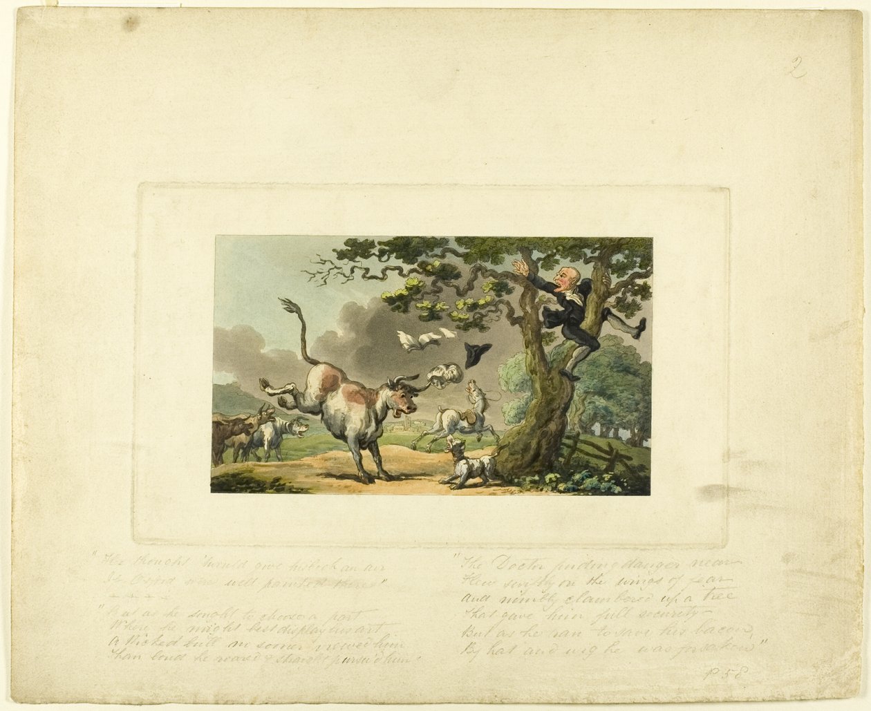 Doctor Syntax Pursued by a Bull, från The Tour of Doctor Syntax av Thomas Rowlandson