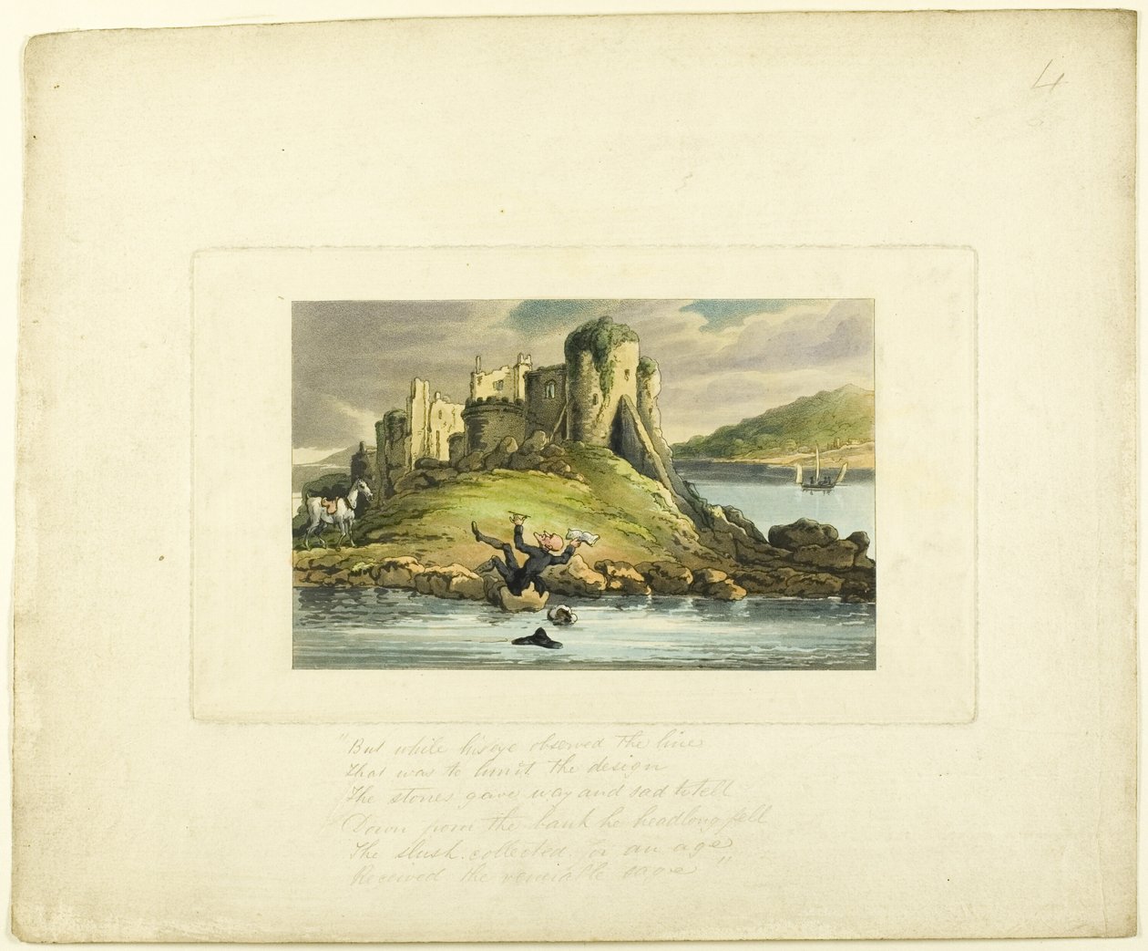 Doctor Syntax Tumbling in the Water, från The Tour of Doctor Syntax av Thomas Rowlandson