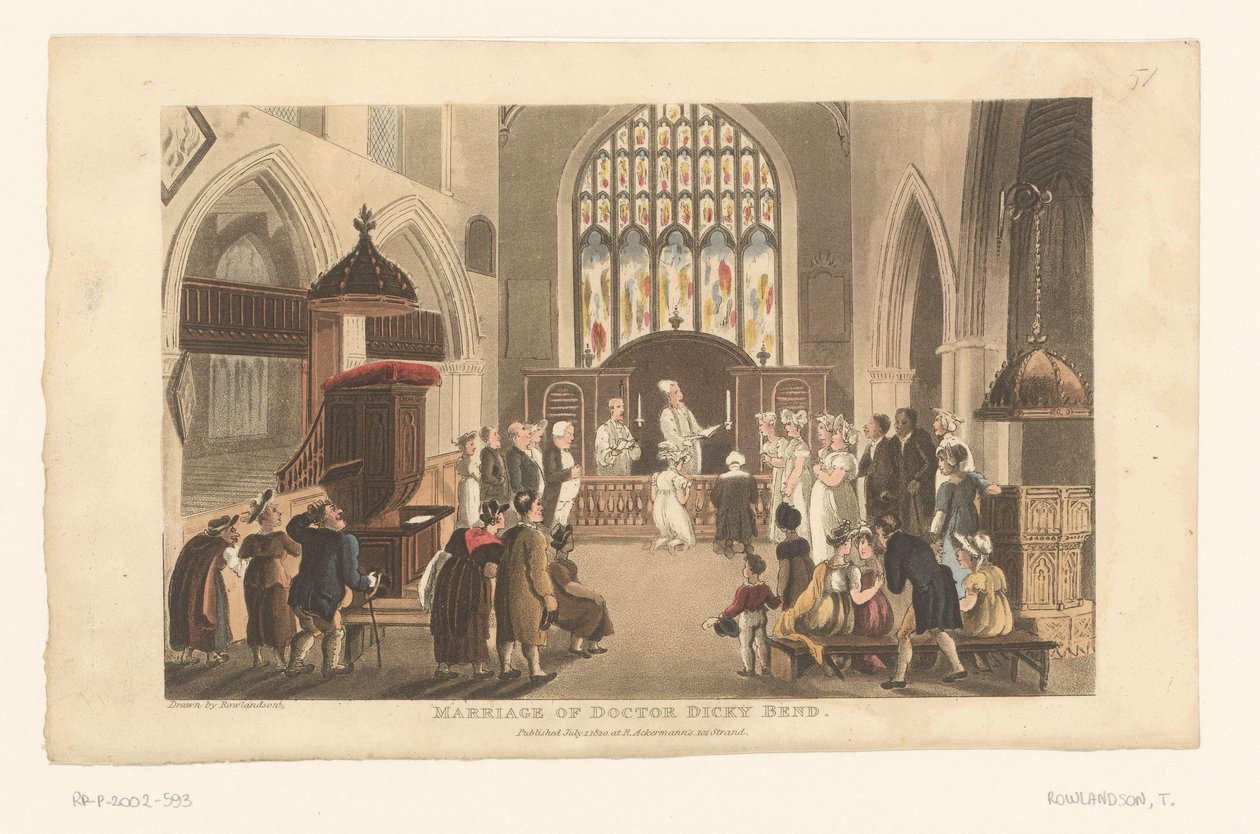 Doktor Syntax vigselförrättar Dicky Bend och hans fästmö av Thomas Rowlandson