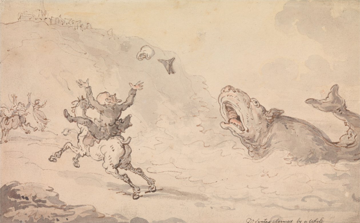 Dr Syntax skrämd av en val av Thomas Rowlandson